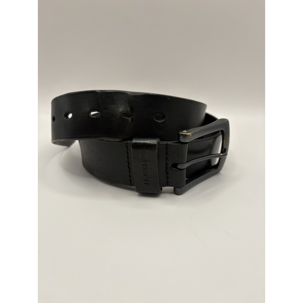 Mens Black Genuine Leather Signature Carhartt Belt Size Medium 36" Used